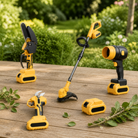 Ensemble d'outils de jardin sans fil 21V : Tronçonneuse, débroussailleuse, sécateur, souffleur, batterie double 10 cellules, guide-chaîne de 6 pouces en acier SK5