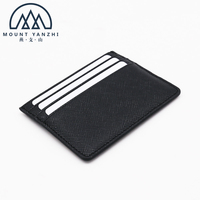 Dompet ramping anti-RFID berbahan kulit saffiano asli, dengan logo cetak khusus mewah dan modis dari Mount Yanzhi, tempat kartu kredit.