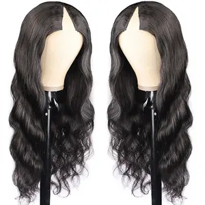 Cheap V part wig U part wig no glue no leave out human hair glueless body wave for black women 150% 180% 250%