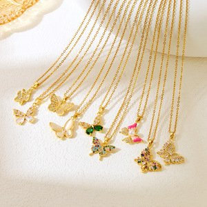 Collier Pendentif Papillon en Acier Inoxydable Plaqué Or avec Zircon pour Femme, Vente en Gros Usine, Nouveauté Tendance, Bijou de Mode, Idée Cadeau - Product Image 3