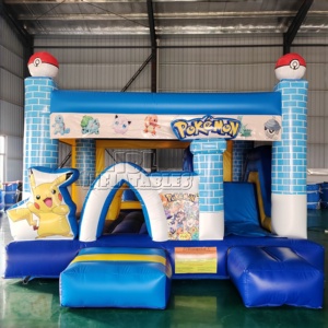 Castillo Inflable Comercial de PVC con Diseño de Pikachu, con Tobogán, para <span class=keywords><strong>Alquiler</strong></span> en Fiestas y Eventos, Certificado CE EN71 - Product Image 1