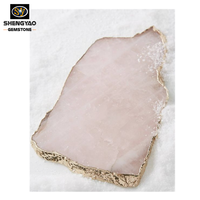 Plateau en pierre précieuse naturelle, panneau de fromage en Agate de Quartz Rose, personnalisé