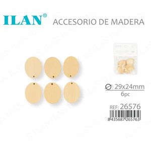 Accessorio ovale in legno ILAN 29x24mm 6 pezzi per etichette di abbigliamento - Product Image 3