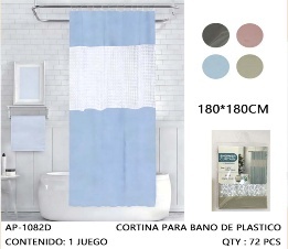 Cortina de Ducha Lisa de 180x180cm con Ganchos de Plástico, Antibacteriana, Ligera, de Secado Rápido, Diseño Minimalista - Product Image 3