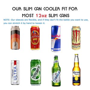 Manchons personnalisés pour canettes fines de 12 oz, porte-canettes isolant en néoprène, idéal pour les fêtes de Noël - Product Image 5