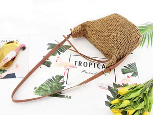 Sac de plage décontracté pour femmes en forme de boulettes tressées pour les vacances d'été, fermeture éclair, sac de voyage bohème portable - Product Image 6