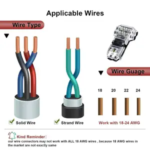 Low Voltage Wire Connectors 3 Way 2 Pin Small Wire Connectors Compact T Tap Connectors Suit For 24-20 Gauge Wires