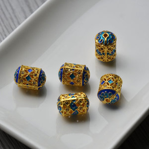 <b>Copper</b> Filigree Cloisonn Spacer Beads Rectangle Shape For <b>Bracelet</b> Making Auspicious Cloud Pattern Plated Jewelry Findings - Product Image 3