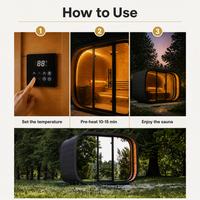 Sauna de vapor privada para jardín con estufa de calentamiento rápido y dimensiones personalizadas, en forma de cubo cuadrado para exteriores.