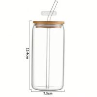 Canette à bière personnalisée en verre borosilicate USSE avec paille et couvercle en bambou – Ensemble classique écologique unisexe 12oz 16oz 20oz