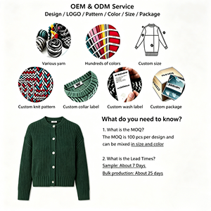 Cárdigan de Punto Acanalado Grueso para Mujer, OEM ODM Personalizado, 100% Algodón, Cuello Redondo, Abotonado, Informal, para Uso Diario - Product Image 4