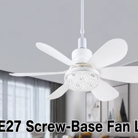 Ventilateur LED à douille E27, nouvelle arrivée, 6 pales, silencieux, télécommande, 3 couleurs de lumière, installation facile pour dortoir, appartement