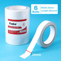 Ruban adhésif double face en papier coton blanc, 18 mm de largeur, 18 m de longueur, adhésif puissant, pour cartes d'invitation, papeterie de mariage et travaux manuels
