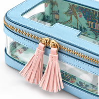 Sac de rangement Mahjong en PU bleu ciel PM-MAH-JONG, étui rigide étanche à grande capacité avec fenêtre transparente et fermeture éclair – Vente chaude 2026 en gros