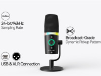 Microphone dynamique de bureau CMTECK DM65, microphone pour ordinateur, USB, professionnel, réduction du bruit, éclairage RVB, microphone en aluminium