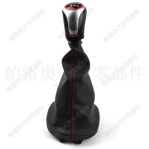 Pomo de palanca de cambios de coche Pareau para Volkswagen Golf 6 Caddy, 6 velocidades, cuero, costuras rojas, diseño ergonómico - Product Image 4