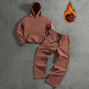 KIingSen Custom High Quality Breathable <b>3D</b> Embroidery Winter Men's Fleece Pullover <b>Hoodie</b> and Pants Set Hip Hop Warm Sweatsuits - Product Image 3