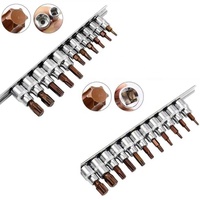 Juego de 11 Puntas de Atornillar Torx Hexagonales en Estrella T10-T60 de 3/8\" y 1/4\", de Acero al Cromo Vanadio, Llaves Hexagonales, Destornillador de Tuercas, Broca