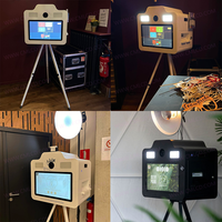 Cabina de Fotos con Monitor Táctil de 21.5 Pulgadas y Trípode, con Luz LED de Relleno, para Alquiler en Eventos, Caja Metálica