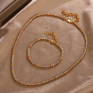 Nuevo Conjunto de Joyería de Boda Retro con Diamantes 2024, Cadena de Perlas Chapada en Oro para Mujer de 3 mm - Product Image 1