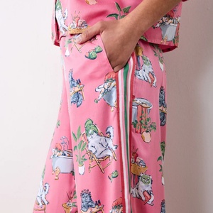 Conjunto <span class=keywords><strong>de</strong></span> Pijamas <span class=keywords><strong>de</strong></span> <span class=keywords><strong>Verano</strong></span> Transpirables <span class=keywords><strong>de</strong></span> Seda Satinada Ecológica Wild Dream, con Estampado Digital <span class=keywords><strong>de</strong></span> Gatos, Ropa Casual - Product Image 4