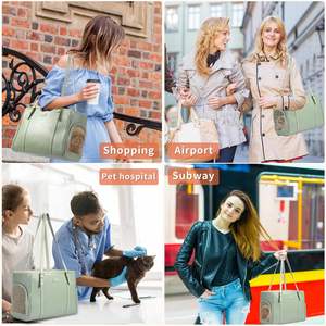 Elegante bolsa de cuero <span class=keywords><strong>para</strong></span> mascotas con ventana de malla transpirable adecuada <span class=keywords><strong>para</strong></span> gatos medianos y perros pequeños de menos de 10 libras - Product Image 2