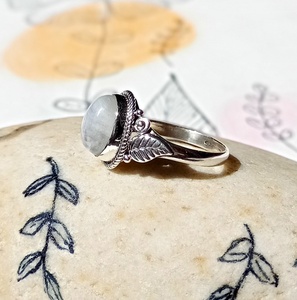 ธรรมชาติมูนสโตน925เงินสเตอร์ลิงรูปไข่ที่ทำด้วยมือเครื่องประดับชาติพันธุ์แหวนแต่งงานสำหรับผู้หญิงผู้ชายของขวัญ - Product Image 2