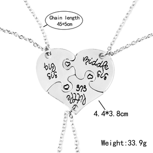 Colgante de plata de ley con forma de rompecabezas para mujer, joyería de estilo familiar con diseño de amor de tres hermanas - Product Image 2