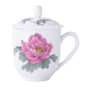Ceramic Mug With Flower Pattern <b>Large</b> Capacity Porcelain New Chinese Style Business <b>Gift</b> Cup - Product Image 2
