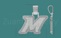 Bijoux Hip Hop Hommes Glacé Personnalisé M Lettre Pendentif 925 Sterling Silver Baguette VVS Moissanite Diamant Nom Initial Pendentif