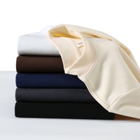 Kaos Lapisan Dasar Mock Neck Dralon 300gsm Dua Sisi, Tebal Hangat untuk Musim Gugur dan Musim Dingin, Lengan Panjang, Sablon DTG DTF, OEM