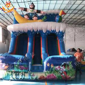 Structure gonflable commerciale personnalisée en PVC, thème <span class=keywords><strong>Jungle</strong></span> des singes et Camion de pompiers, avec château rebondissant combiné, pour parc d'attractions, capacité 500 kg - Product Image 6