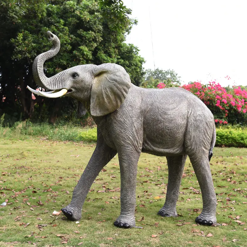 208*82*180Cm Grote Olifant Standbeeld Levensgrote Wilde Dieren Outdoor Tuin Decoratie Hars Ambachtelijke Glasvezel Olifant sculptuur