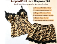 Grosir Lintas Negara ODM Musim Panas Terbaru Wanita Baju Tidur Satin Sutra Es Seksi Motif Leopard Eropa/Amerika Tebal 2-Potong