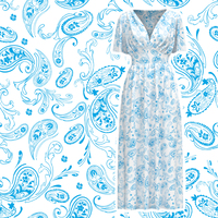 Robe de soirée d'été en mousseline de soie imprimée de petites fleurs, à manches courtes et longues, à la française, pour femmes.