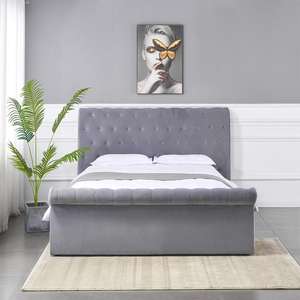 New Modern Design Home Furniture Big Sleigh Velvet Bed <strong>Cama</strong> <strong>De</strong> Casal king Bed Frame - Product Image 2