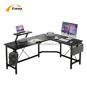 Ev ofis L şekli bilgisayar masası ahşap köşe masası oyun masası monitör standı