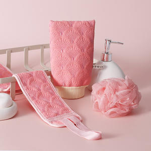 <span class=keywords><strong>Serviette</strong></span> de bain en plastique sirène grise 3 pièces conception européenne filet moussant boule de bain sable sangle arrière double face corps épais épurateur ensemble - Product Image 3