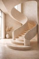 Marches d'escalier incurvées en granit et marbre sur mesure pour escalier résidentiel