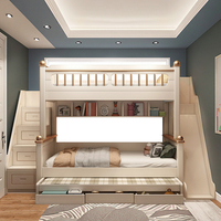 Lit d'enfant en bois multifonctionnel de grande taille avec cadre de lit et casier pour meubles de chambre à coucher
