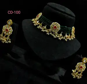 Hot Selling New Collection Multilayer Crystal Kundan Meena Jewellery Chick Set For Bulk And Wholesale