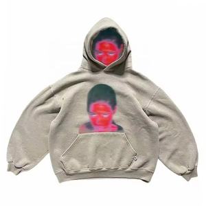 OEM High Quality Vintage Washed Cropped Cotton French Terry <b>Hoodie</b> Custom Printing Heavyweight Men <b>Hoodie</b> - Product Image 6