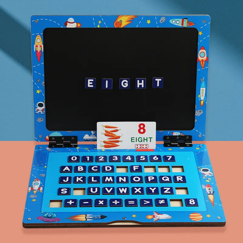 Многофункциональный деревянный ноутбук 2 в 1 обучающая игрушка Обучающие пособия Обучающие деревянные орфографические игрушки для детей toddier 3 + возраст