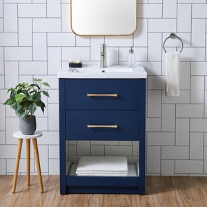 Meuble de salle de bain moderne et simple, sur pied, avec lavabo intelligent - Product Image 4