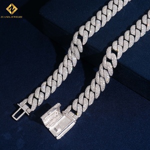 สร้อยคอคิวบันประดับเพชรโมอิสซาไนต์ ZUANFA JEWELRY ชุบโรเดียม เงินแท้ 925 ได้รับการรับรองจาก GRA เครื่องประดับฮิปฮอปสุดหรูสำหรับผู้ชาย - Product Image 2