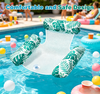 Lot de 2 hamacs gonflables pour piscine, flotteurs pour adultes en PVC, transat flottant 4-en-1 avec appui-tête, capacité 150 kg, épaisseur 0,25 mm
