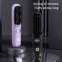 Brosse lissante sans fil rechargeable par USB à chauffage rapide, brosse lissante portable pour femmes, mini peigne chauffant à ions négatifs