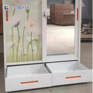 Jslocker מפעל אספקת פלדה ארון בגדים מודפס ארון רהיטים ארון בגדים דלת הזזה עם 2 מגירה ארון בגדים - Product Image 6