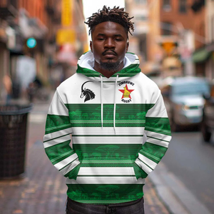 <span class=keywords><strong>Felpa</strong></span> con cappuccio da rugby Zimbabwe da uomo - Stampa all-over Sables |   Nome e Numero Personalizzabili |   <span class=keywords><strong>Felpa</strong></span> Verde/<span class=keywords><strong>Bianca</strong></span> - Product Image 3