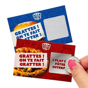Cartes <span class=keywords><strong>à</strong></span> gratter pour les entreprises de restauration rapide, cartes <span class=keywords><strong>à</strong></span> gratter pour restaurants, promotion chanceuse pour les bons cadeaux promotionnels - Product Image 1